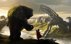 Девочка показывает чудищу свой город