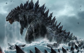 Годзила бушует в море
