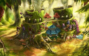 Домик для грибов среди леса