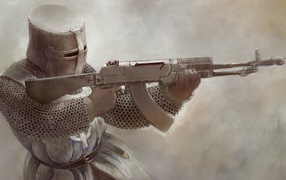 Рыцарь с автоматом в руках