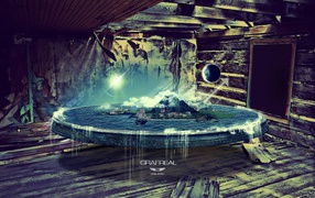 Модель мира на столе в старой хижине