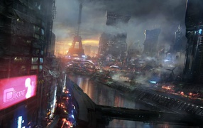 Париж в стиле киберпанк