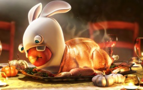 Кролик в утке на столе