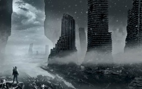 Руины небоскребов после бомбардировки