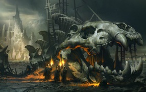 Череп огромного фантастического животного