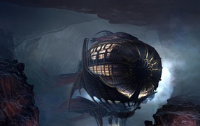 Дирижабль спрятан в пещере