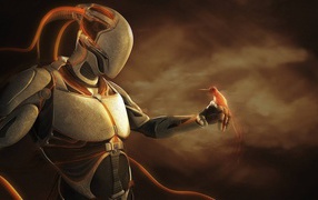 Птица на руке робота пришельца