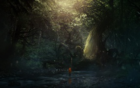 Мальчик в лесной чаще