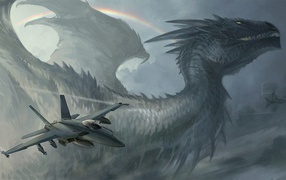 The plane on a background of the Dragon