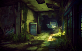 Заросли внутри заброшенного здания