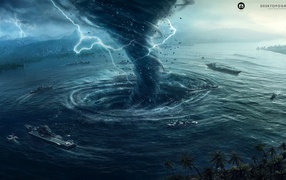 Торнадо создало водоворот в заливе