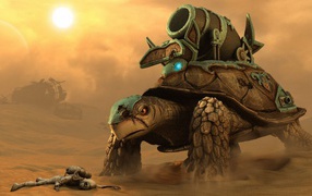 Черепаха с оружием на панцире, фэнтези