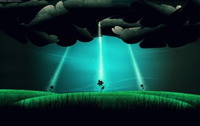 НЛО высаживает цветы на поле