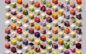 Кубики из различных продуктов