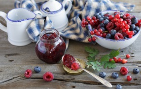 Bowl of berries and jam them