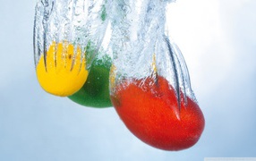 Bright fruits in water