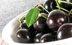 Темно красные спелые вишни