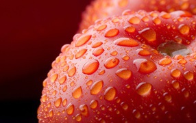 Мокрое красное яблоко