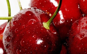 Wet ripe cherries