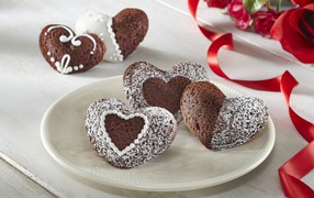 Шоколадное печенье в форме сердца
