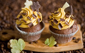 Розочка из крема на шоколадном кексе