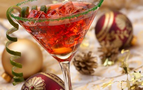 Christmas cocktail with ice