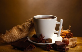 Кусочки шоколада с кофе
