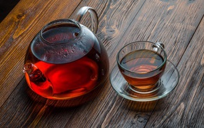 Tea in a transparent teapot
