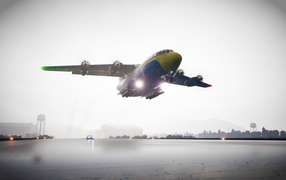 Самолет над гоночной трассой в игре Forza Horizon