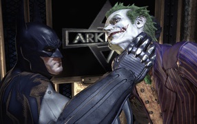 Бэтман держит Джокера за горло в игре Batman Arkham Asylum
