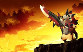 Кот воин, игра Monster Hunter