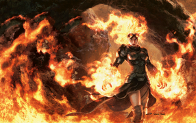 Персонаж игры Magic The Gathering в огне