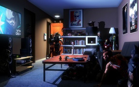 Персонажи разных игр прячутся в комнате