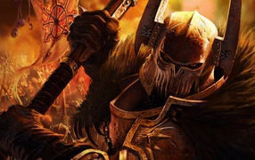 Суровый воин в игре Warhammer 40K