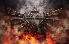 Символ игры The Legend of Zelda в огне