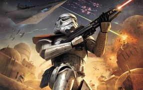 Сражение на далекой планете в игре Star Wars Battlefront