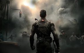 Персонаж игры Rainbow 6 Patriots смотрит на дым