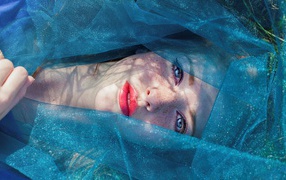 Девушка в голубой сетке