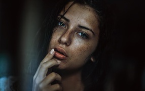 Portrait of freckled girl