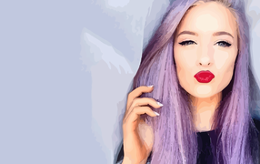 Девушка с фиолетовыми волосами, рисунок