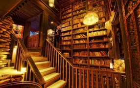 Interior wooden building libraries