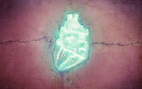 Neon heart in pink stone