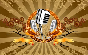 Аудио колонки и студийный микрофон