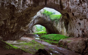 Arches and caves of stone over the road