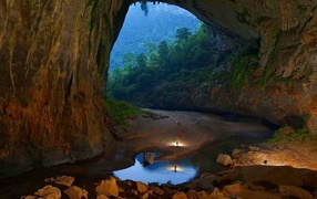 Beautiful stone cave in the jungle