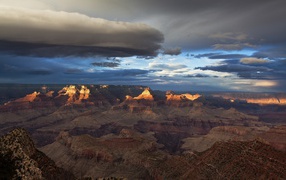 Cumulus clouds over the canyon