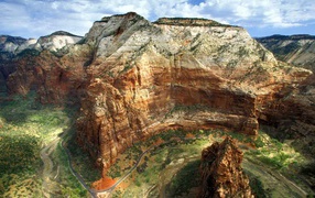 Landscape with steep cliffs of the canyon