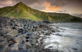Stepped rocks on the shore of the North Sea