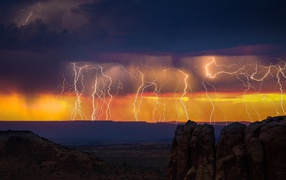 Thunder and lightning after sunset