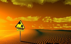 Signs warning about the hot desert
